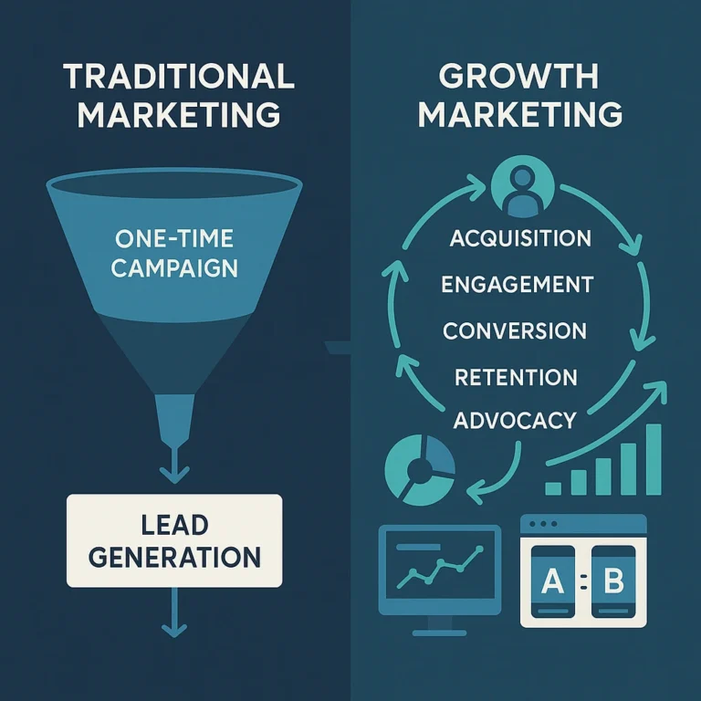 difference of growth marketing vs traditional marketing